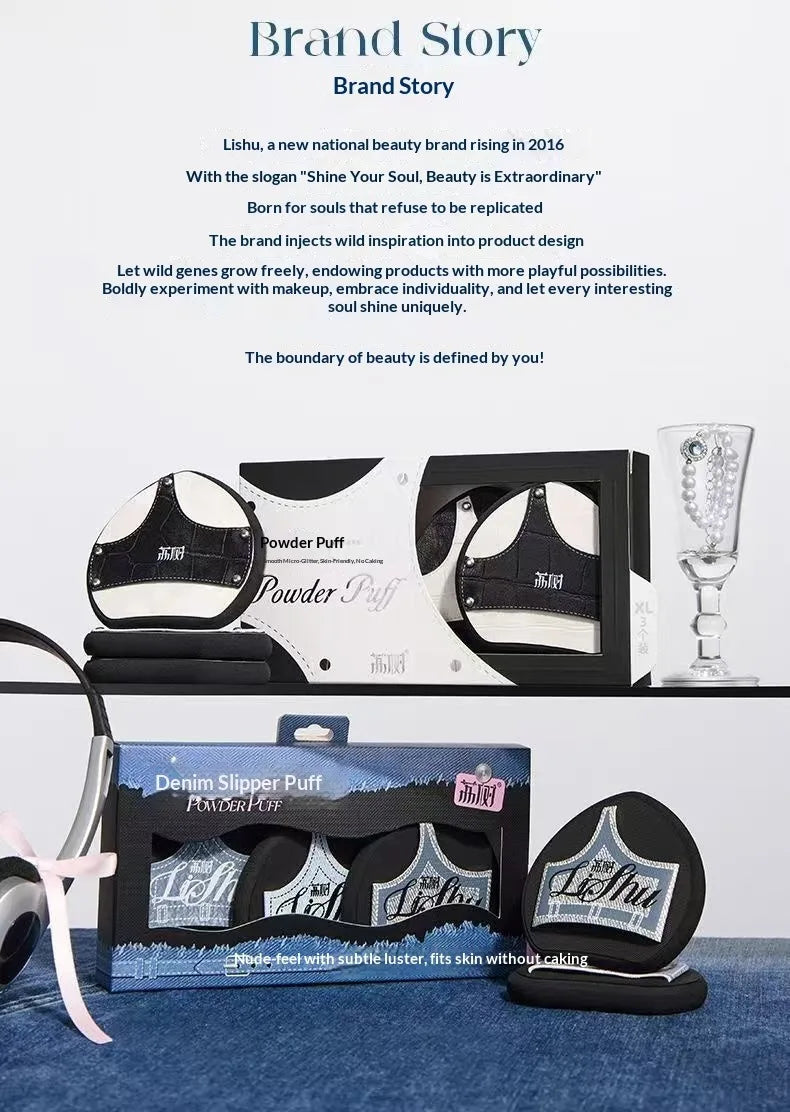 LISHU Makeup Puff Set, Large Powder Puffs for Foundation & Concealer, Wet and Dry Dual-Use, Skin-Friendly & No Powder Absorption