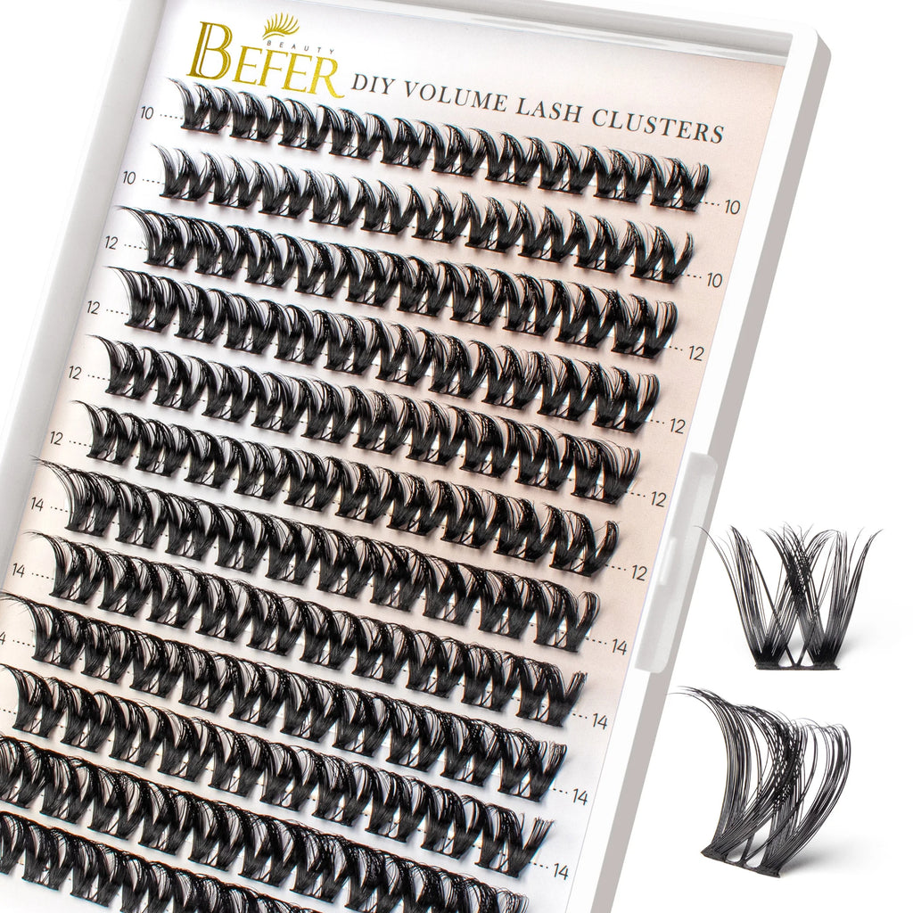 BEFER Cluster Lashes D Curl DIY Eyeslash Extension Lash Cluster Fluffy Volume Individual Natural False Eyelashes Clusters