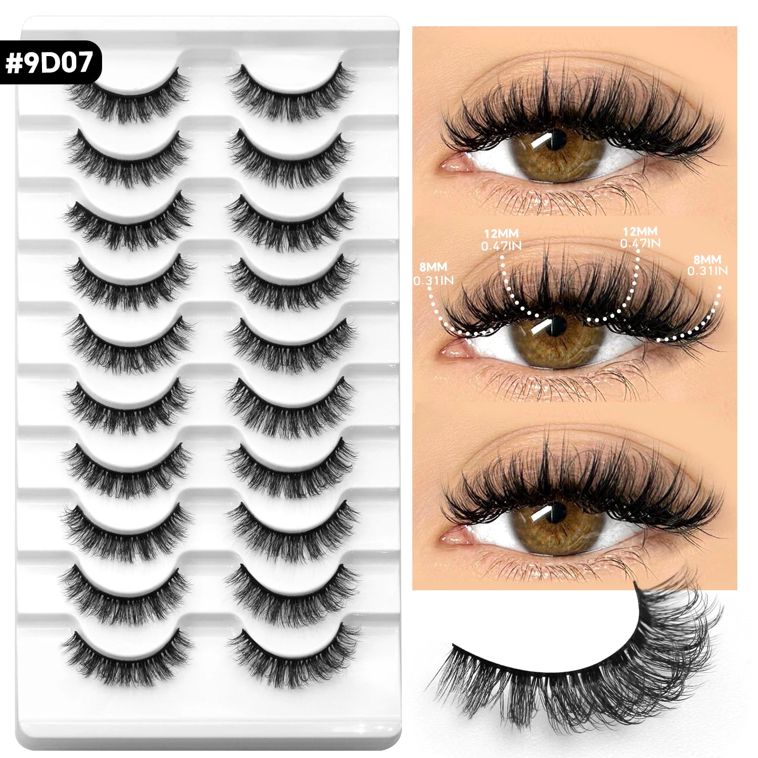 VELTRINAY False Lashes Cat Eye Eyelashes Faux Mink Fluffy Lashes Wispy Fake Eyelashes Thick Strips Lashes Makeup