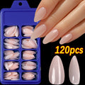 120pcs/Box Bright Gloss Pink False Nails Medium Almond Simple Solid Color Press On Nails Soft Gel Full Cover Wearable False Nail