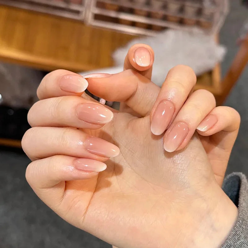 24pcs Wearable Wine Red artifiical Nails with glue Almond false nails with simple designs full cover ballet fake nails with glue