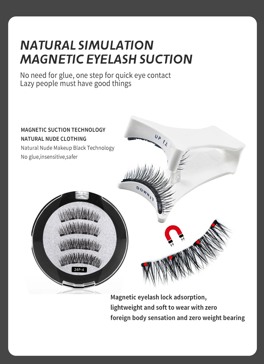 RED SIREN Magnetic Eyelashes With Applicator Reusable Natural Magnetic Lashes Kit No Glue Needed Soft Clear Band False Eyelashes