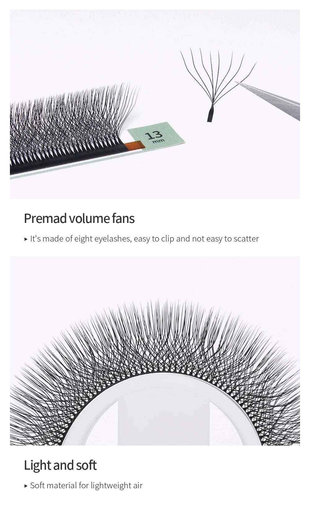 GLAMLASH 8D-W Shaped Eyelash Extension C/D/L/LU/M Premade Volume Fans Clover W Style Lashes False Mink Soft Easy Faning Natural