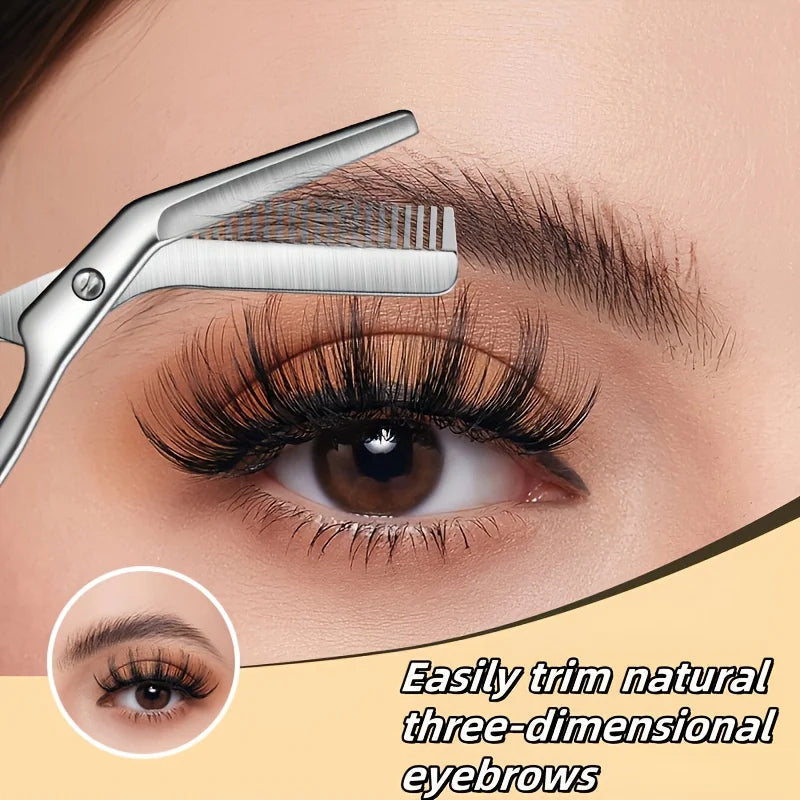 Stainless Steel Eyebrow Scissors with Comb -Hypoallergenic One-Piece Design,Sharp Blades & Ergonomic Handle for Precise Trimming