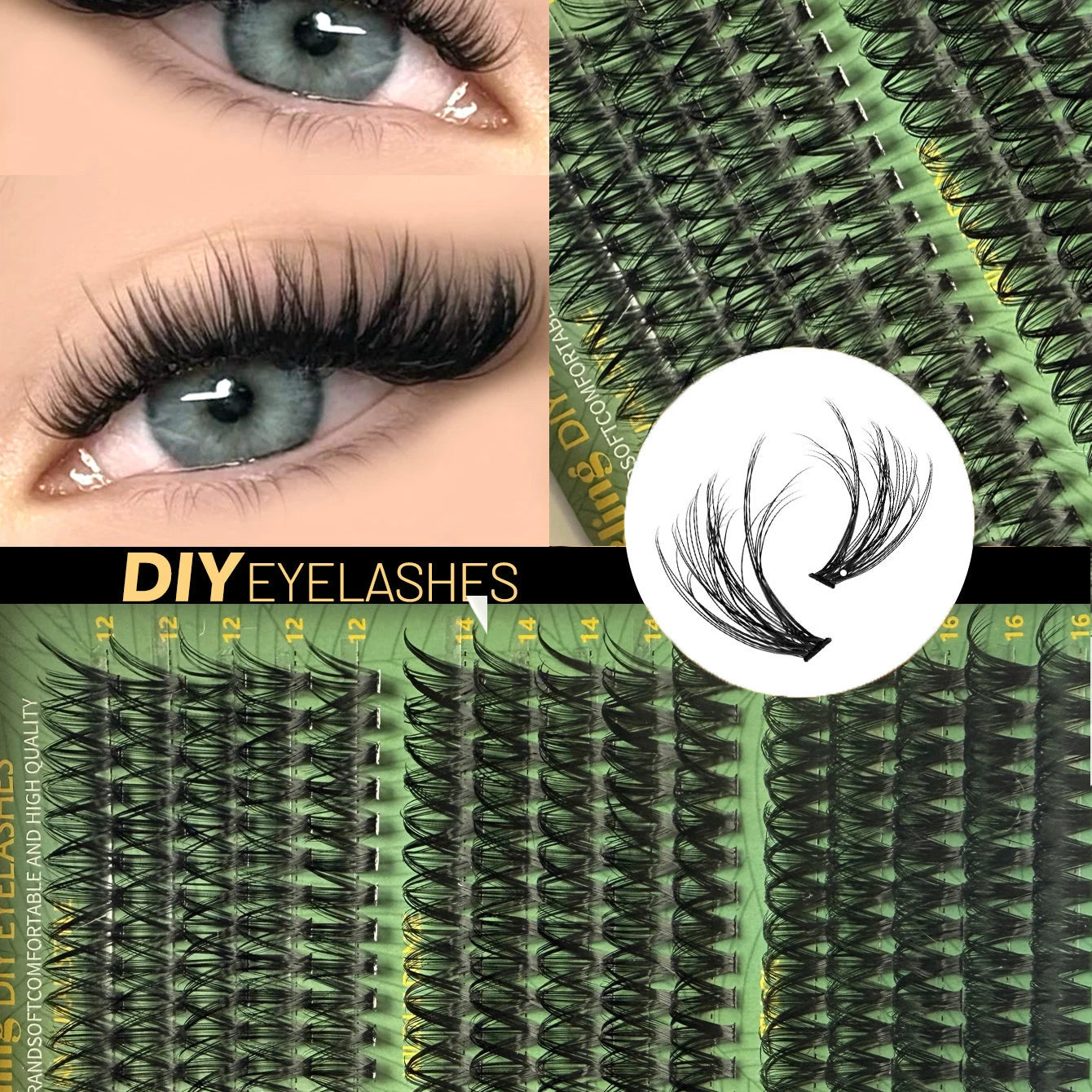 Individual Lashes 20-100D 280pcs Cluster Lashes Natural Look Mixed Tray DIY Eyelash Extension Volume Lash Clusters Eyelashes