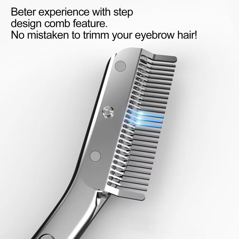 Stainless Steel Eyebrow Trimmer Scissors & Comb Set - Precision Grooming Tool for Men and Women - Effortless Hair Removal