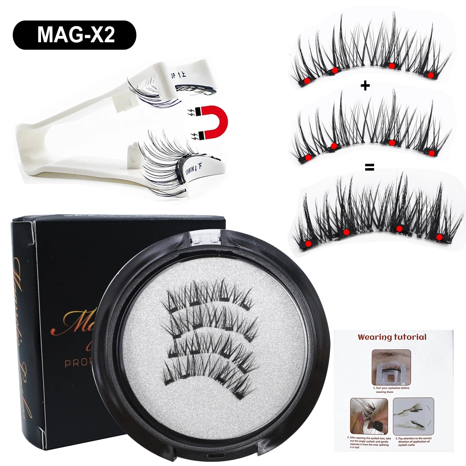 RED SIREN Magnetic Eyelashes With Applicator Reusable Natural Magnetic Lashes Kit No Glue Needed Soft Clear Band False Eyelashes