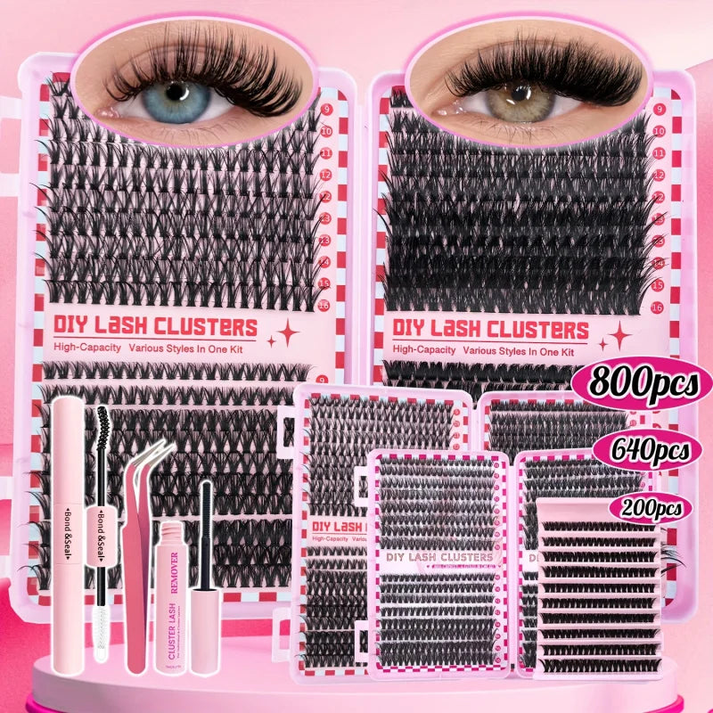 800/640/200PCS Fluffy Eyelash Cluster Book Comfortable, Reusable, Easy To Apply, Perfect For Natural Daily Beginner-Friendly