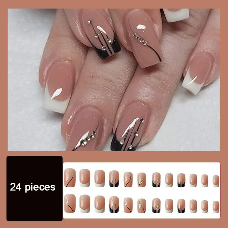 Short Fake Nails for Gluing Ready for Girls Nails Press on Ready-made Artificial Nails Press on Fingernails To Stick on CDJ03